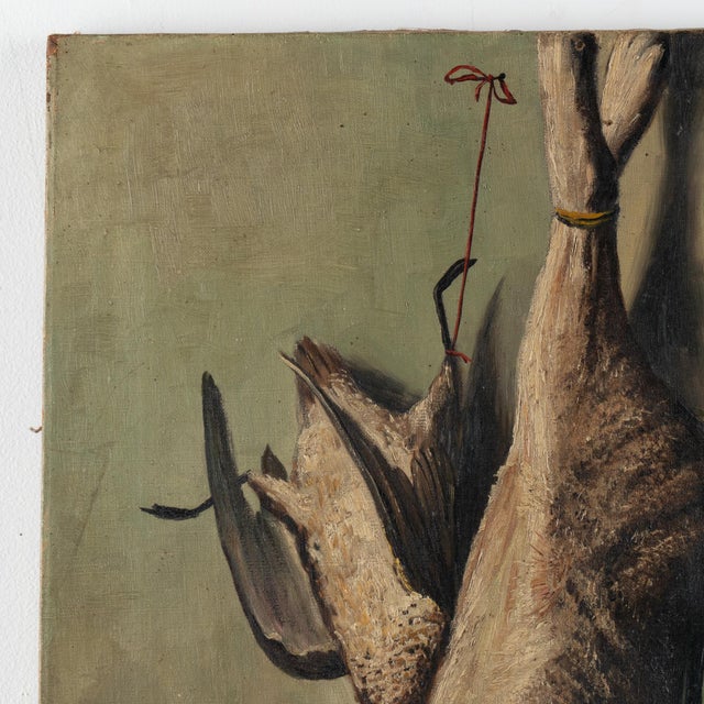 Original Oil on Canvas Still Life of Hunting Game, Signed and Dated J Madsen 1913 For Sale - Image 4 of 11