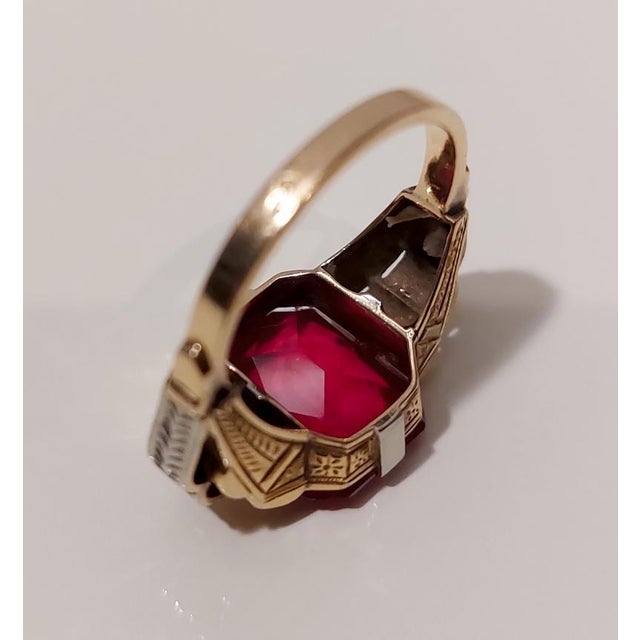 Gold Amtique 18kt Gold Ring with Garnet and Precious Stones, 1890s For Sale - Image 8 of 18