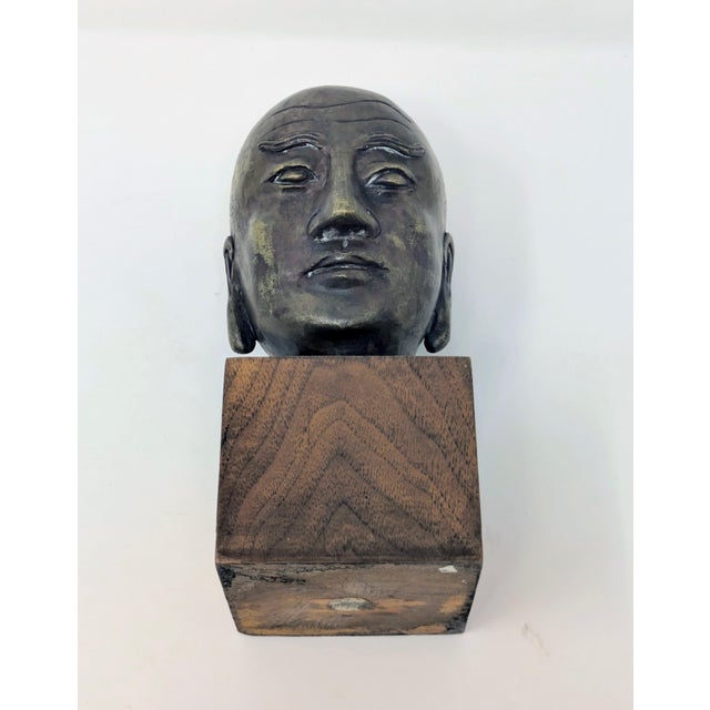 Bronze Late 19th Century Chinese Buddhist Bronze Luohan Head For Sale - Image 8 of 9