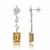 Modern Citrine and Colorless Topaz Drop Earrings Silver, Gold, A Pair For Sale - Image 3 of 5