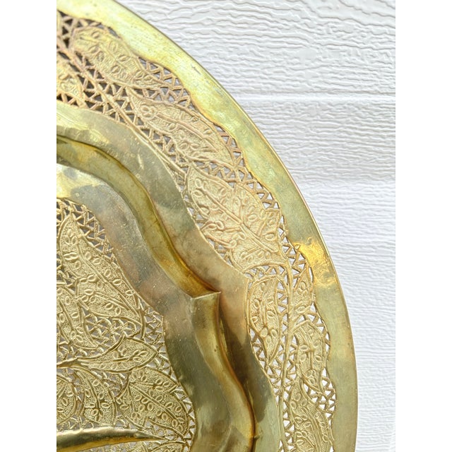 Vintage Mid Century Handmade Brass Arabian Tray For Sale - Image 6 of 9