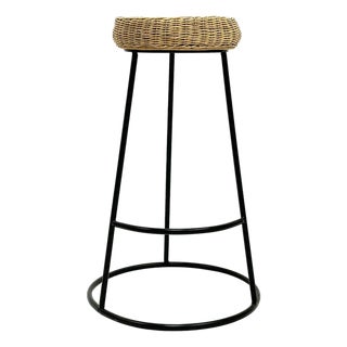 Rattan & Metal Bar Stool For Sale
