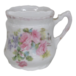 Mid 20th Century Porcelain Floral Pink Green Shaving Mug Cup 4560b