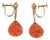 Carved Coral 14k Yellow Gold Floral Drop Dangle Earrings Screw Back - 2 Pieces For Sale