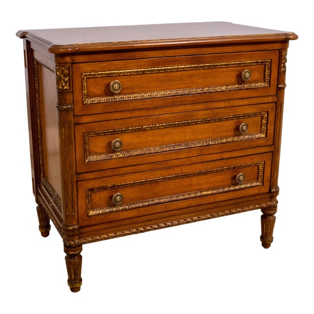 French Louis XVI Style 3 Drawer Bedside Nightstand For Sale
