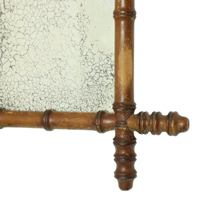 Antique Faux Bamboo Wooden Mirror, France, 1890s For Sale - Image 5 of 14