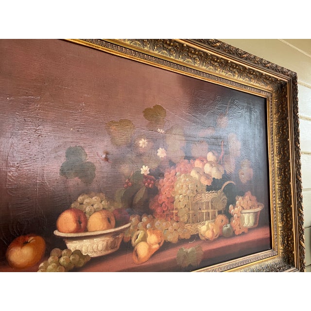 Oil on Canvas Signed Still Life Large Painting in Gilt Frame by Email Maas For Sale - Image 11 of 12