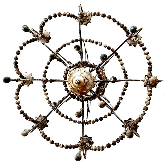 Beige Antique French Painted Wooden Bead and Iron Chandelier - 8 Lights For Sale - Image 8 of 10