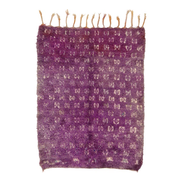 Vintage Purple Boujad Moroccan Rug - 04'07 X 06'00 For Sale