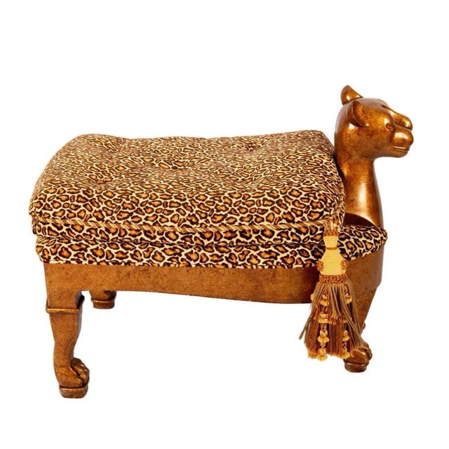 Traditional Egyptian Revival Gilt & Lacquered Nicely Carved Cat Bench For Sale - Image 3 of 9