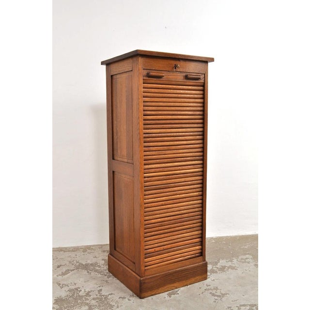 Antique Roller Door Cabinet in Oak, 1900s For Sale - Image 13 of 13