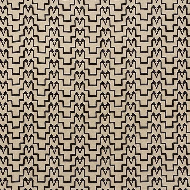 Schumacher X David Kaihoi Turkish Step Fabric in Black/Natural For Sale