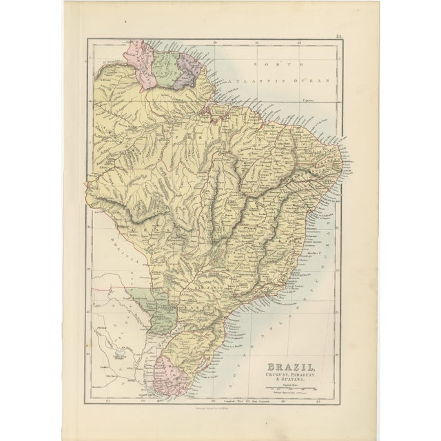 Antique Brazil Map, 1884 For Sale - Image 9 of 9