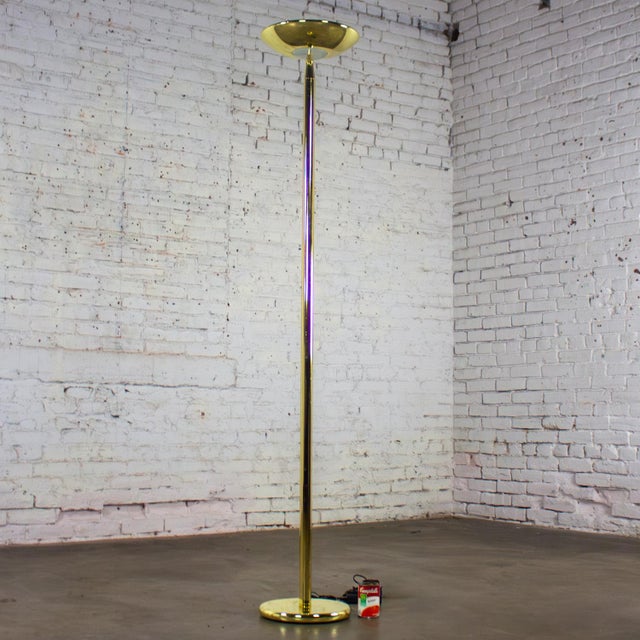 Late 20th Century Modern to Postmodern Brass Plated Torchier Floor Lamp For Sale - Image 12 of 18