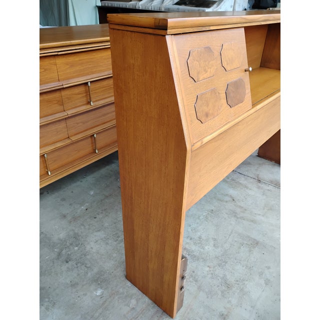 Mid 20th Century Mid Century ‘Full’ Bed Bookcase Headboard With Burlwood Inlays For Sale - Image 6 of 7