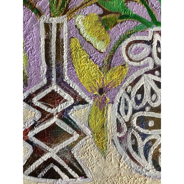 Lavender Original Still Life Flowers Painting on Canvas Colorful Modern Vase Art Contemporary Wall Decor For Sale - Image 8 of 10