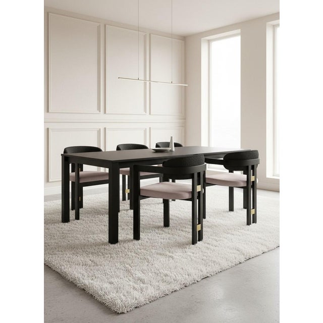2020s Conan Wood Dining Armchair Chair in Mauve and Black For Sale - Image 5 of 6