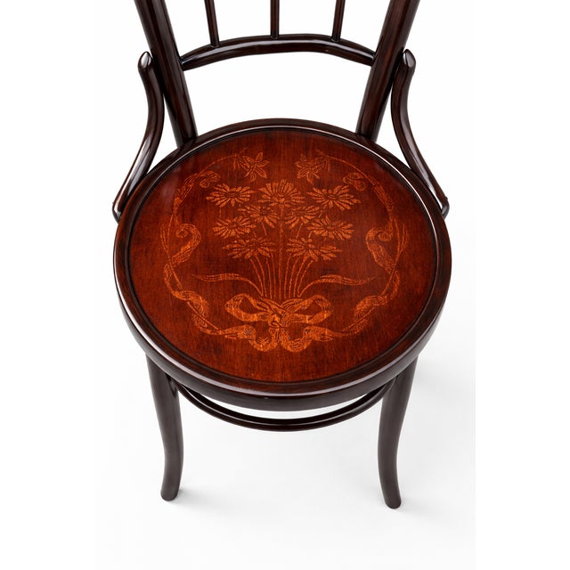 Bentwood Chairs with Marquetry Seats from Thonet, 1890s, Set of 2 For Sale - Image 5 of 9