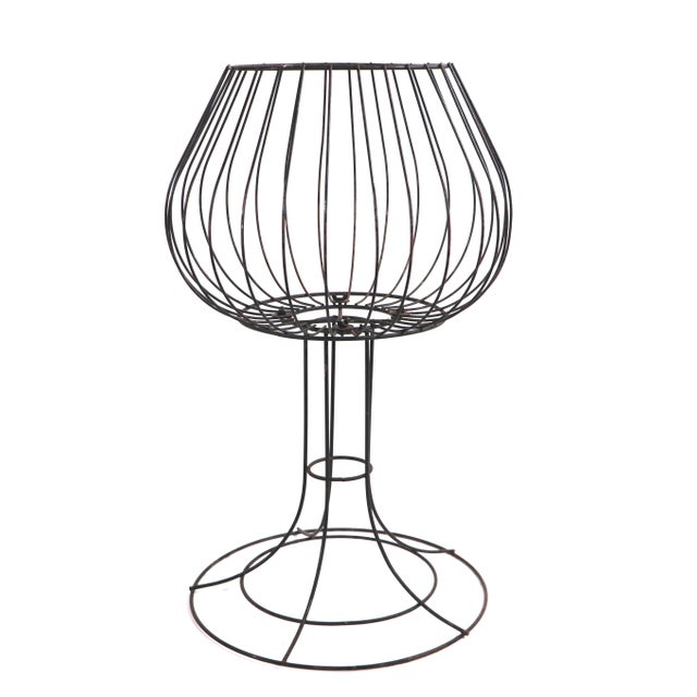 Interesting wire stand, in the form of a wine glass, after Weinberg, Risley etc. Suitable for use as a basket, plant...