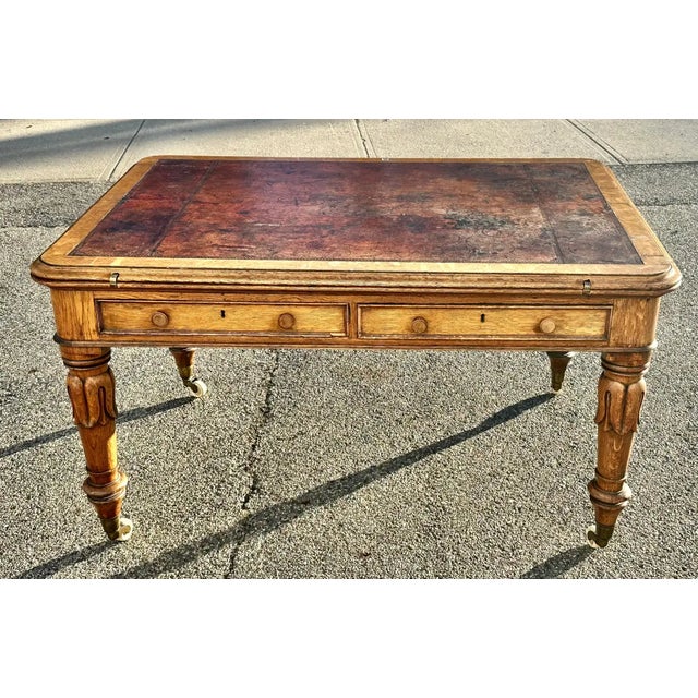 A Signed 19th Century Metamorphic Writing Desk by William Richardson of Leeds and Bradford. Original leather top....