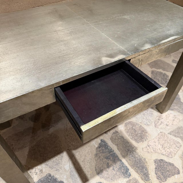For your consideration a parsons metal wrapped desk / writing table. Modern design. :legs can be removed for safe and easy...