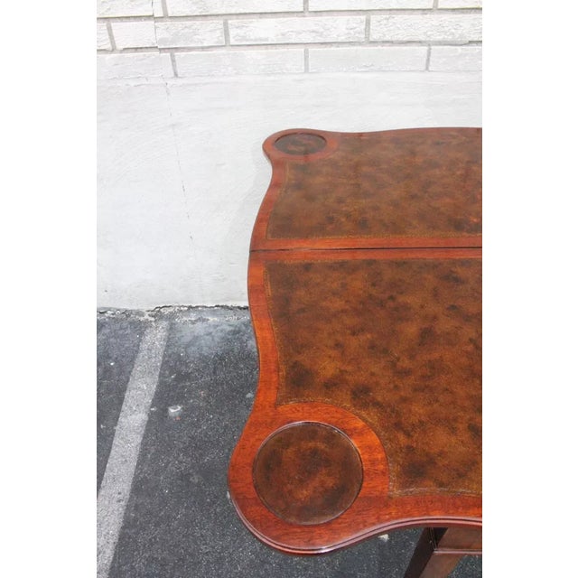 English Hepplewhite Mahogany Leather Flip Top Game Card Table, C. 1920 For Sale In Philadelphia - Image 6 of 9