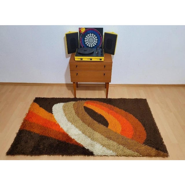 Mid-Century Rug by Herforder Tromsoe, 1970s, in Very Good conditions. Designed 1970 to 1979 This piece has an attribution...