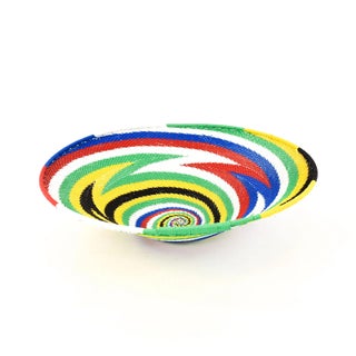 Early 20th Century Zulu Wire Basket South Africa 12inch For Sale