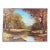 Vintage Traditional Impressionist Still Life Autumn Landscape Original Oil Painting, Chartreuse, Copper, Orange For Sale