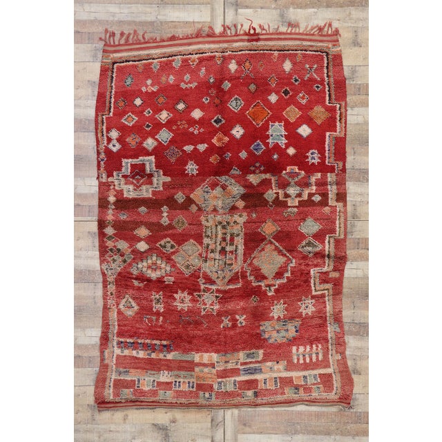Red Vintage Red Boujad Moroccan Rug - 05'09 X 08'05 For Sale - Image 8 of 8
