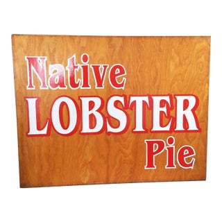 Vintage 1960s Bickford's Restaurants 2 Sided Wood Sign Lobster Pie & Roasted Turkey For Sale