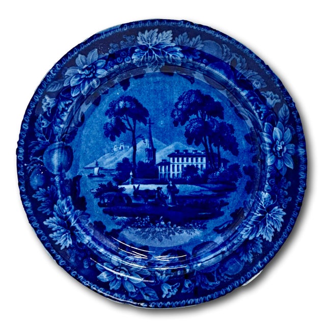 Stunning & Rare Antique Original Set of 9 Dark Flow Blue English Staffordshire 10 Inch Dinner Plates Circa 1830s For Sale - Image 13 of 17