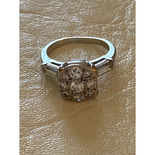 Vintage Estate Platinum Diamond Cluster Ring 4.5 For Sale - Image 10 of 12
