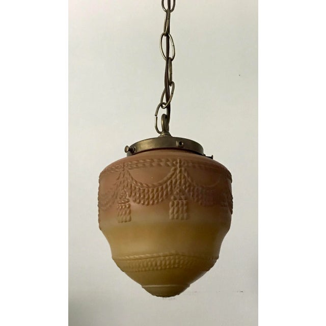 Early 20th Century Art Deco Glass Pendant Light With Tassel Detail For Sale - Image 5 of 8