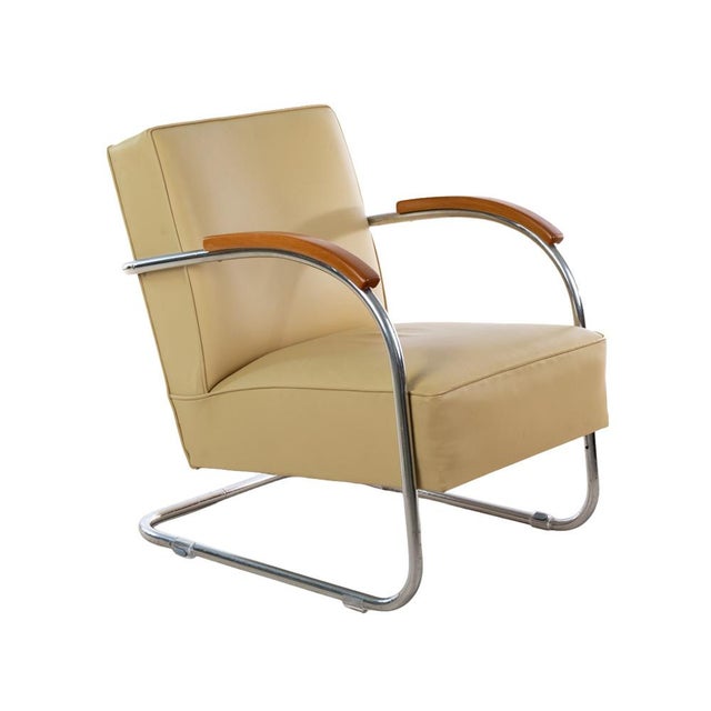 Animal Skin Vintage Bauhaus Chair in Brown Leather from Mücke & Melder, 1930s For Sale - Image 7 of 7