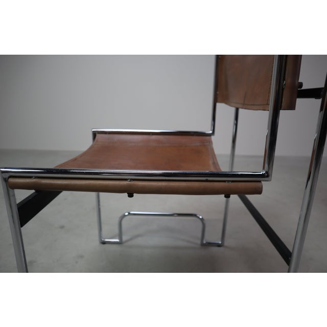 Brown Modernist Chrome and Leather Dining Chairs, 1970s, Set of 6 For Sale - Image 8 of 18