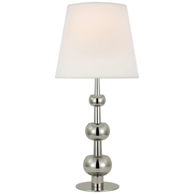 Comtesse Medium Triple Table Lamp in Polished Nickel with Linen Shade Designer: Paloma Contreras Height: 29" Shade Detail:...