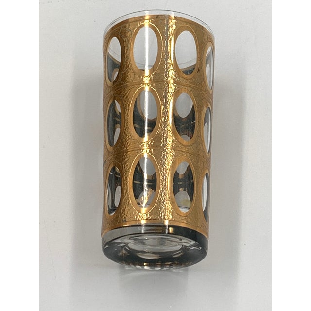 Signed Culver Pisa 22k Gold Crackle Highball Glasses Set of 8 For Sale - Image 4 of 6