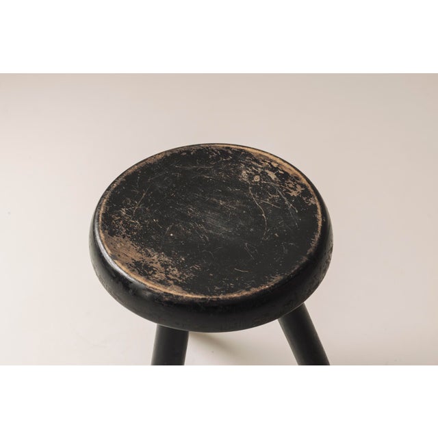 Black Vintage French High Berger Stool by Charlotte Perriand, 1950s For Sale - Image 8 of 16