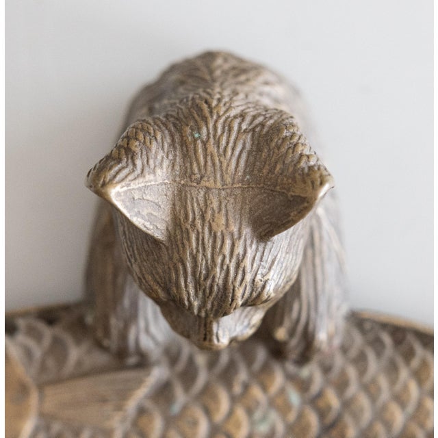 Metal Antique French Bronze Cat & Fish Pen Tray For Sale - Image 7 of 9