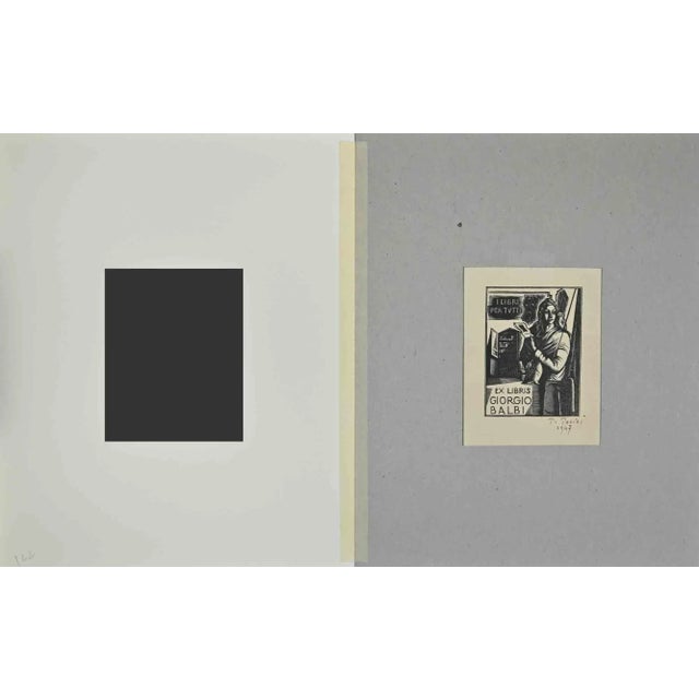 Ex Libris For Giorgio balbi, realized by Pietro Parigi in 1947. It includes passepartout, 30 x 24 cm. Hand signed and...