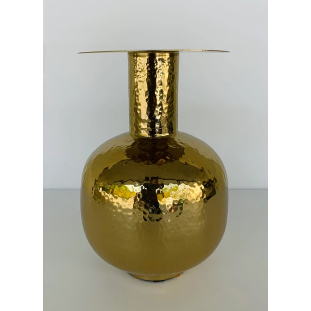 2020s Large Hammered Metal Modern. Brass Vase For Sale - Image 5 of 5