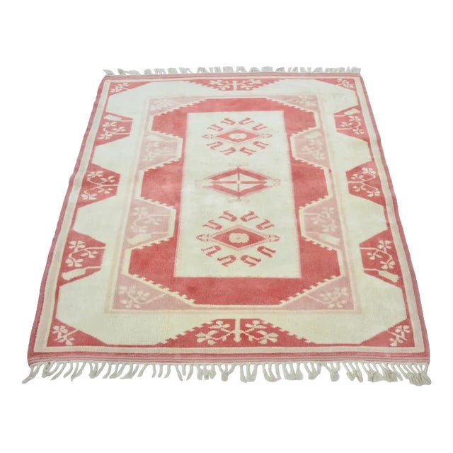 Anatolian Modern Fringed Red Wool Rug For Sale
