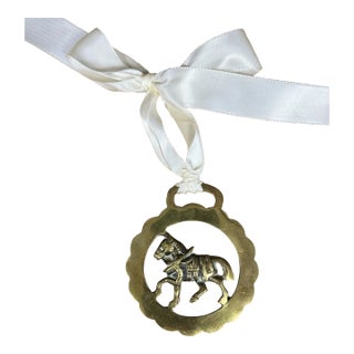 Vintage English Horse Brass Ornament For Sale