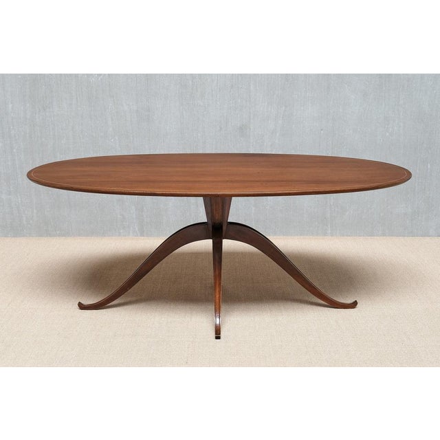 Oval Dining Table in Walnut attributed to Franco Buzzi, Italy, 1940s For Sale - Image 9 of 18