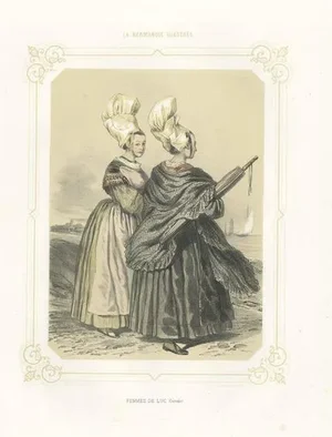 Benoist, Illustration of Women from the Region of Luc-Sur-Mer in France, 1852, Print