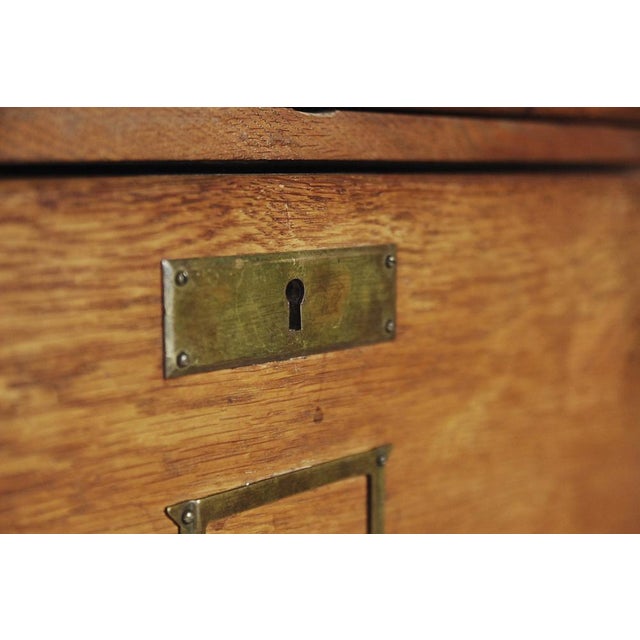 Vintage English Industrial Oak Filing Cabinet with Drawers, 1920s For Sale - Image 15 of 18