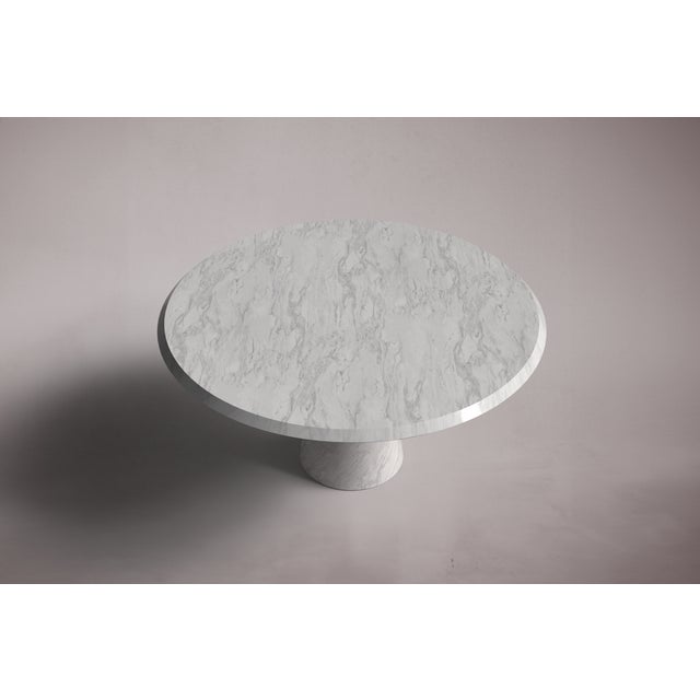 Castle Italian Carrara Marble Round Dining Table 60" For Sale - Image 4 of 5