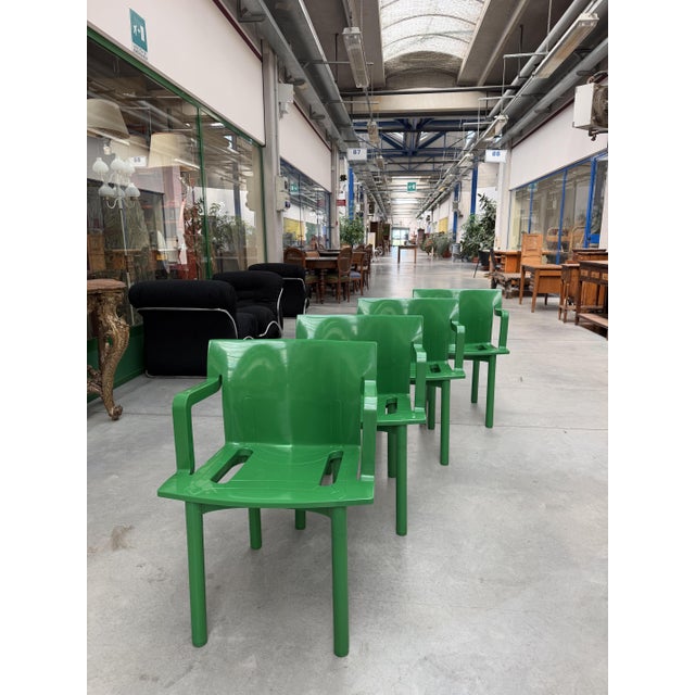 Model 4870 Armchairs in Green ABS by Anna Castelli Ferrieri for Kartell, 1980, Set of 4 For Sale - Image 9 of 9
