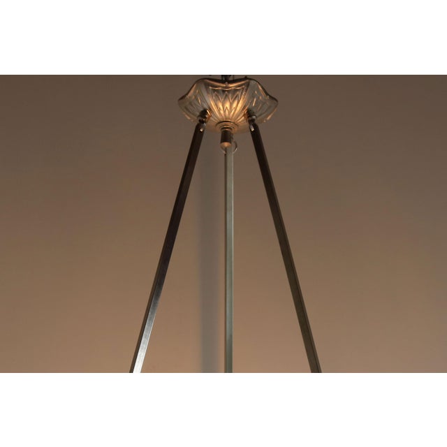 Vintage French Art Deco Geometric Pendant Light by Jean Noverdy, 1930 For Sale - Image 6 of 11